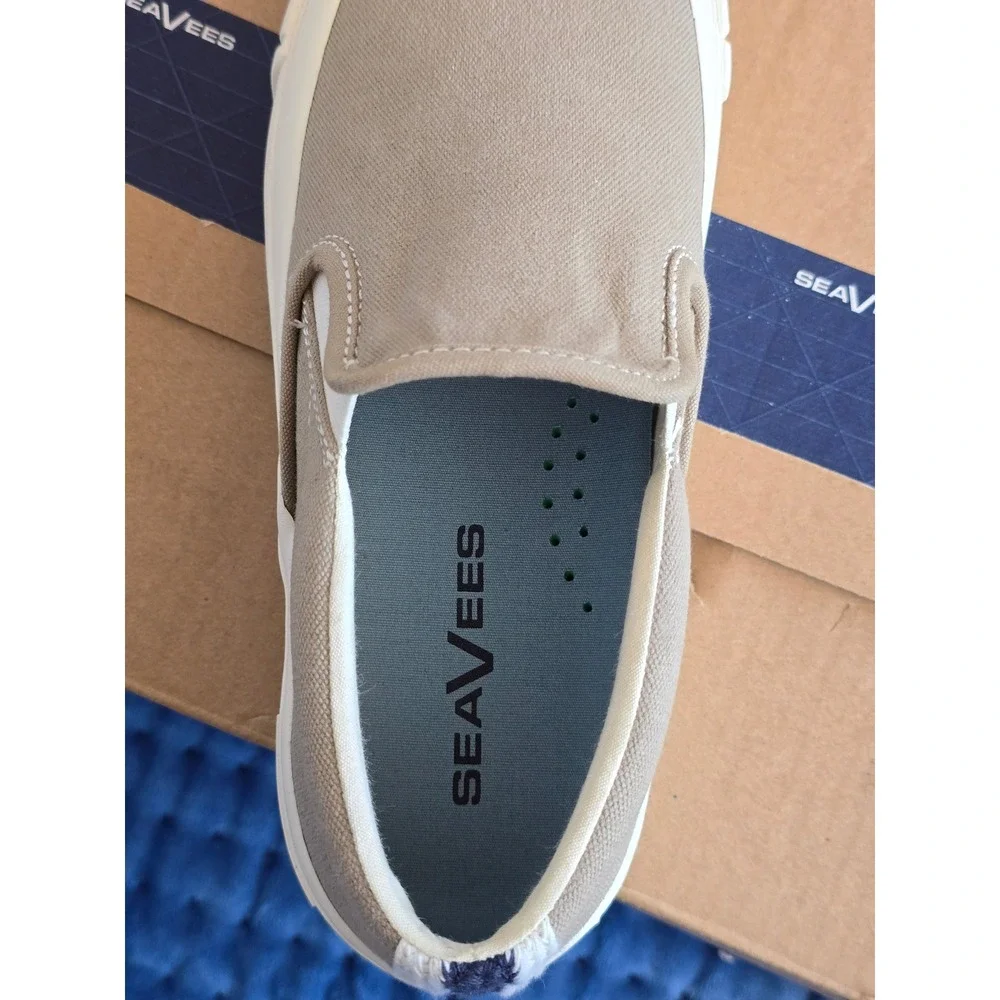 SeaVees Fairfax Lug‎ Slip On Mens Stone Canvas Sneakers Shoes 7.5 02775-00